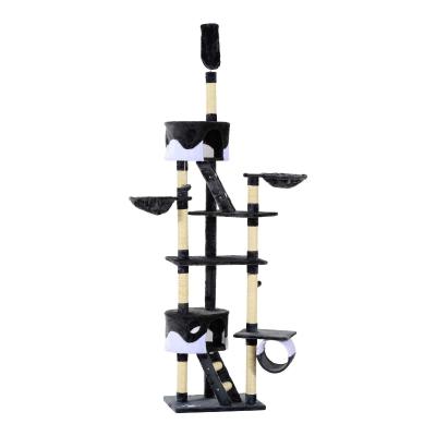 Pawhut Cat Tree Kitten Condo Fun House Adjustable – Grey & White