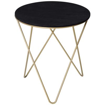 HOMCOM Metal Base Side Table MDF Surface Lift-Top Black/Gold