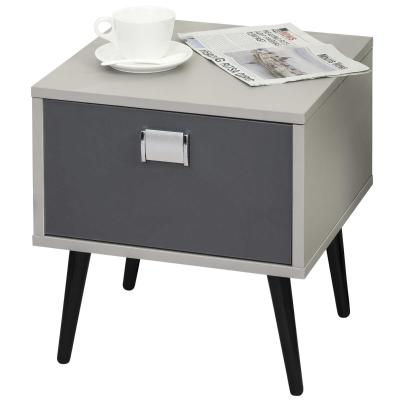 HOMCOM MDF 1-Drawer Bedside Table Grey