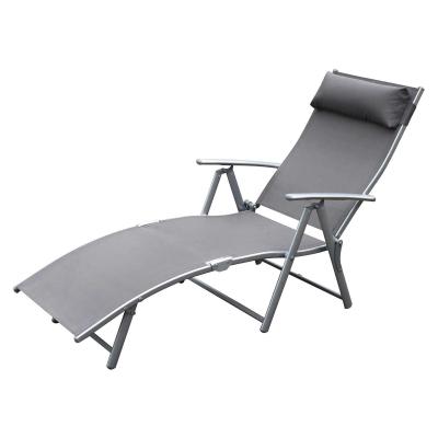 Outsunny Sun Lounger Recliner, Textilene-Grey