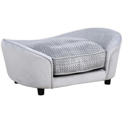 PawHut Pet Sofa Small Sized Dog Sponge Cushioned Soft Plush Bed Lounge Gray