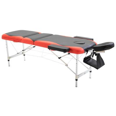 HOMCOM Professional Portable Massage Table W/ Headrest-Black/Red