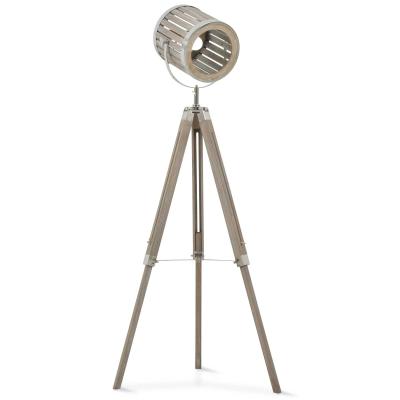 HOMCOM Pine Wood Height Adjustable Tripod Floor Lamp