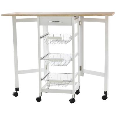 HOMCOM MDF Extendable Kitchen Island Trolley White