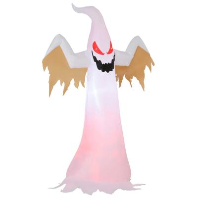 HOMCOM 240cm Halloween Inflatable Ghost for Indoors & Outdoors Decoration with Red LED Lights