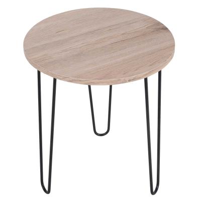 HOMCOM Particle Board Round Side Table w/ Metal Legs Black
