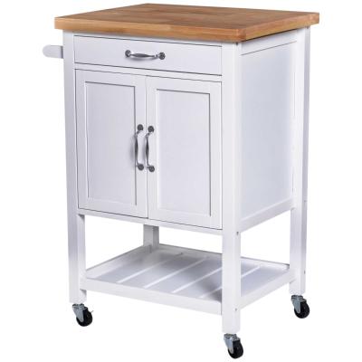 HOMCOM Kitchen Storage Trolley Cart Rolling Wheels Shelves Cupboard Towel Rail W/ Drawer