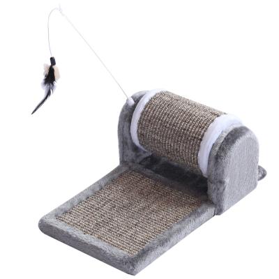 PawHut Cat Scratching Pad Kitty Sofa Bed Play Toy Activity Center Scratcher Roller Grey