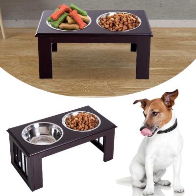 Pawhut Stainless Steel Pet Feeder , 58.4Lx30.5Wx25.4H cm-Brown