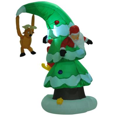 HOMCOM 7 Ft Inflatable Christmas Tree W/ Santa Decoration, Polyester Fabric-Multicolour