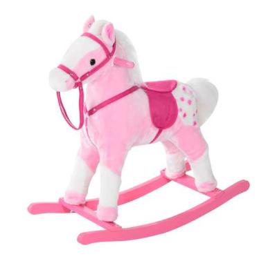 HOMCOM Children Plush Rocking Horse with Sound-Pink