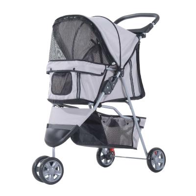 PawHut Dogs Oxford Cloth Three Wheel Pram Grey - Suitable for Small Pets