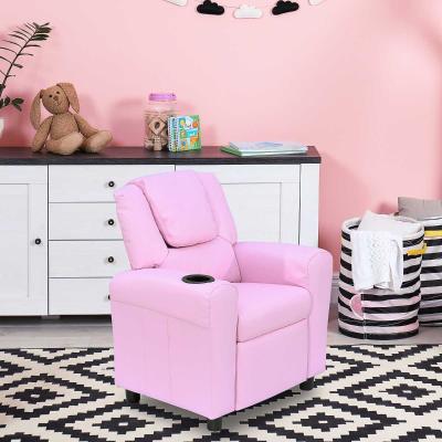 HOMCOM Children Recliner Armchair W/ Cup Holder-Pink