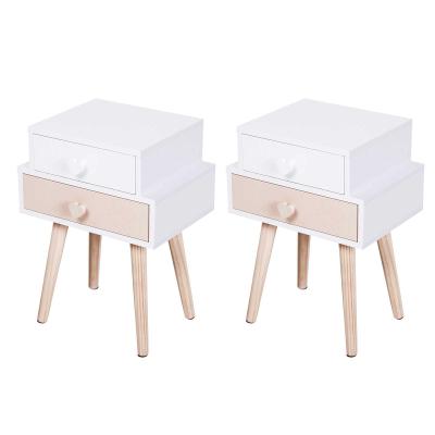 HOMCOM Kids MDF Heart-Shaped Handle Bedside Table Pink