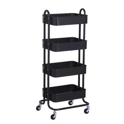 HOMCOM 4-Tier Rolling Storage Utility Serving Cart, 46.5Lx40.5Wx114Hcm-Black