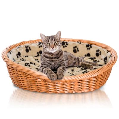 PawHut Pet Basket Sofa Bed, 80Lx58Wx21H cm, Willow Rattan-Orange