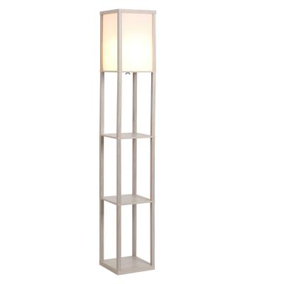 HOMCOM MDF 3-Tier Shelves Floor Lamp Oak/White