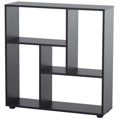 HOMCOM Particle Board 5-Unit Grid Bookcase w/ Melamine Foot Pads Black