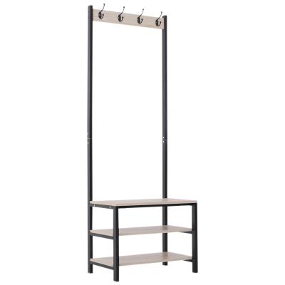 HOMCOM MDF Freestanding 4 Hook Hallway Rack Black