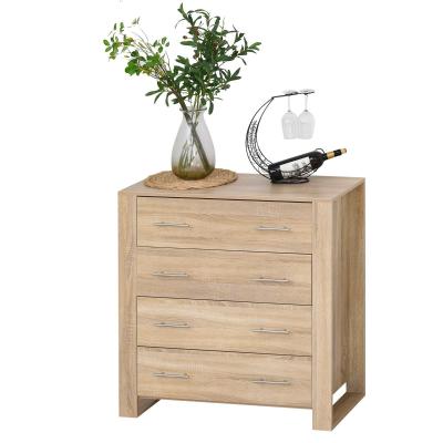 HOMCOM Particle Board 4-Drawer Bedroom Cabinet Oak Tone
