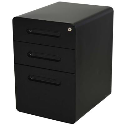 Vinsetto Steel 3-Drawer Curved Filing Cabinet w/ Lock Black