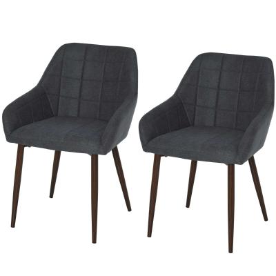 HOMCOM 2 Pieces Mid Back Dining Chair with Metal Leg, Sponge Padding, for Home Office