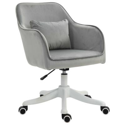 Vinsetto Faux Velvet Tub Office Chair w/ Pillow Grey
