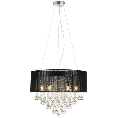 HOMCOM Glass Droplet Ceiling Pendant w/ Drum Shade Black