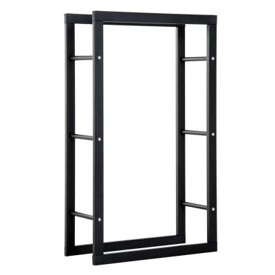 HOMCOM Metal Rust-Resistant Firewood Log Rack Black