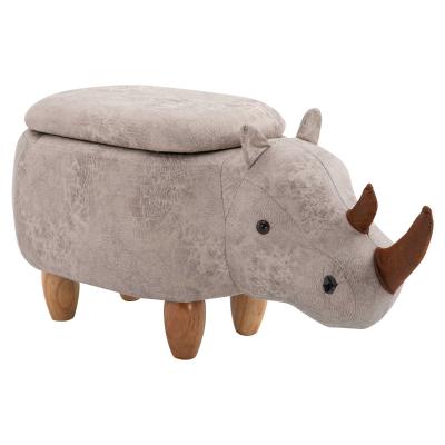 HOMCOM Polyester Upholstered Rhino Storage Stool Grey