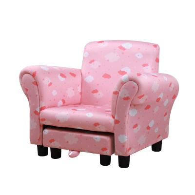 HOMCOM Kids Armchairs Children Sofa with Foot Stool Kids Sofa Durable Polyester Upholstered Cute Cloud Star Pattern Armchair W/Footrest - Pink