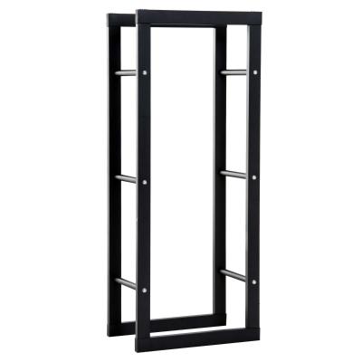 HOMCOM Metal Rust-Resistant Firewood Log Rack Black