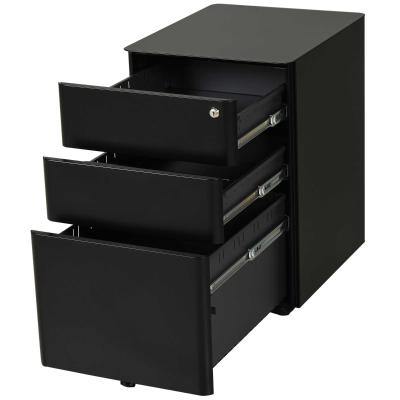 Vinsetto drawer office 3 drawer file cabinet Metal 3-Drawer Filing Cabinet w/ Lock Black