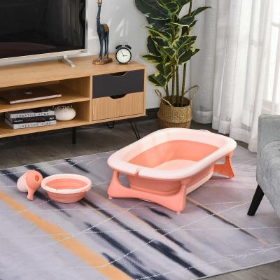 HOMCOM 3pcs Baby Bath Tub Non-Slip Support pink/white