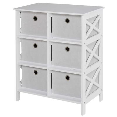 HOMCOM Non-Woven Fabric 6-Drawer MDF Bedroom Cabinet White