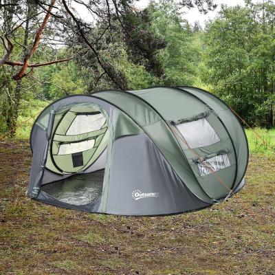 Outsunny Camping Tent Dome Tent Pop-up Design with 4 Windows for 4-5 Person