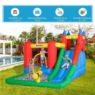 Opblaasbaar springkasteel met waterkanon speelkasteel met blazer voor 4 kinderen