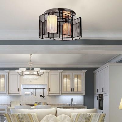 HOMCOM 40x25cm Metal Ceiling Light Pendant with Fabric Finish Black