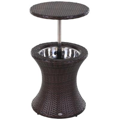 Outsunny Rattan Ice Bucket W/Table-Brown