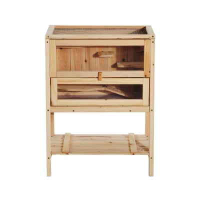 PawHut Pet Rodent Fir Wood Elevated 3-Tier Cage Wood Tone
