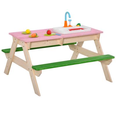 2-in-1 kinderzitgroep hout speeltafel picknicktafel met 2 banken vurenhout PP