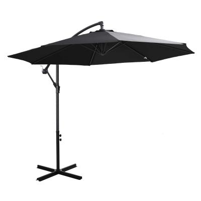 afneembare parasol zweefparasol zwengelparasol met handkruk, zwart