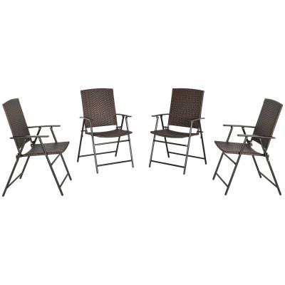 4-delig Poly rotan stoelen opvouwbare tuinstoel met rugleuning buiten staal