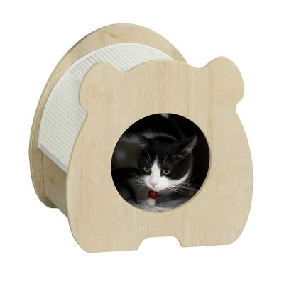 kattenhuis krabhuis met pluche kattenbed kattengrot sisal pluche naturel