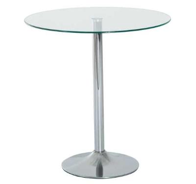 HOMCOM Round Bar Table W/ Glass Top-Transparent Glass, Silver