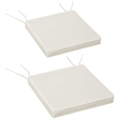 Outsunny Set Of 2 Square Chair Cushions Removable Covers Seat Pads Tie Fastenings White