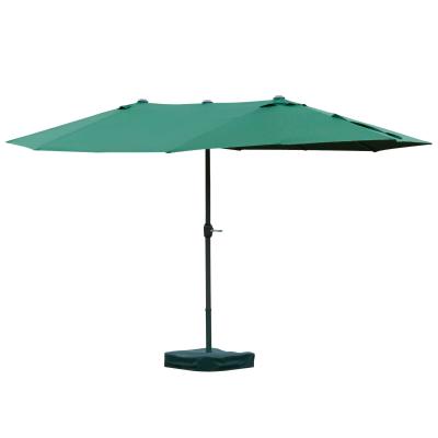 Parasol met zonneschermvoet tuinparasol dubbel 460 x 270 cm donkergroen