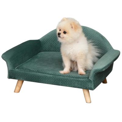 PawHut Hondenbank hondensofa kattensofa Hollands fluweel modern lichtgroen