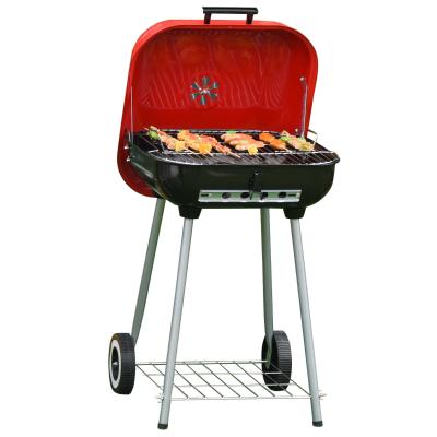 Outsunny Charcoal Barbecue Grill W/2 Wheels, 45x47.5x70 cm-Red/Black