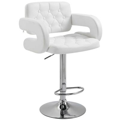 HOMCOM PU Leather Bar Stool W/Chrome Metal Base-White